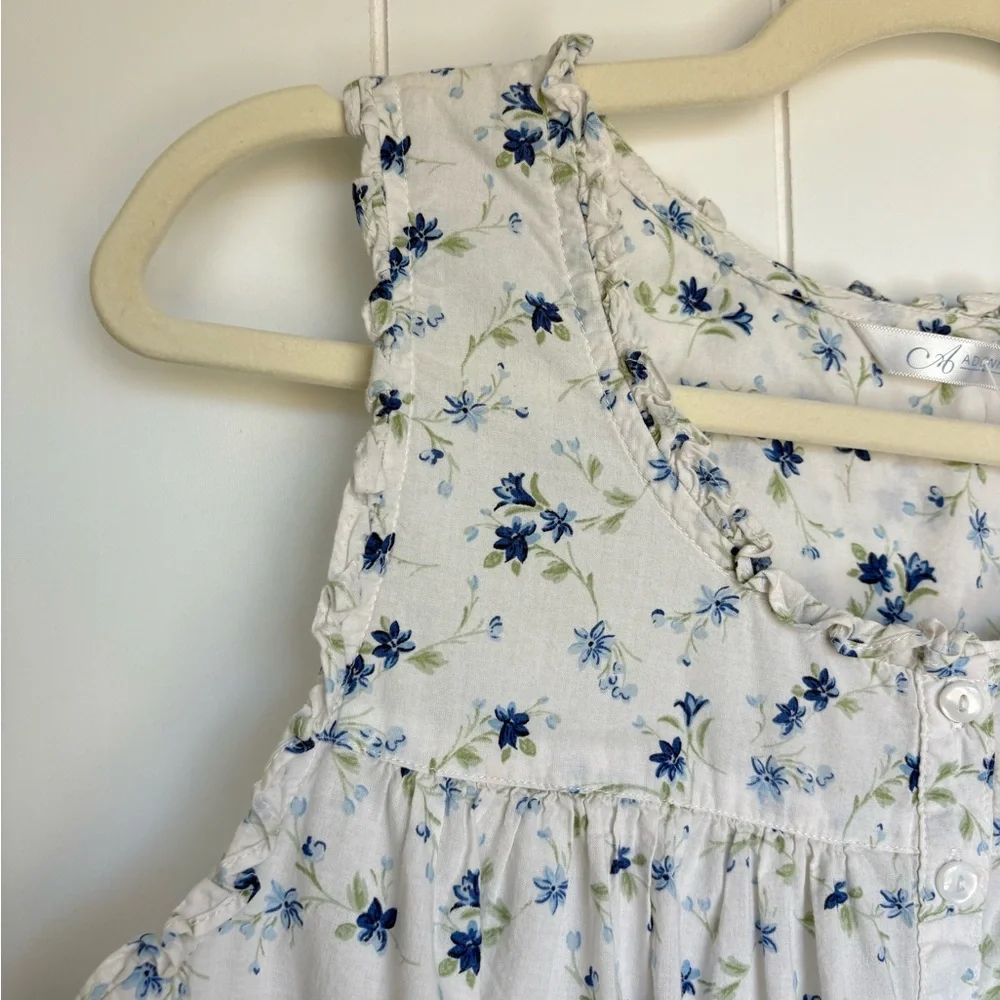 Vintage Adonna 100% Cotton Nightgown Style White Floral Sleeveless Dress Medium - Picture 8 of 10